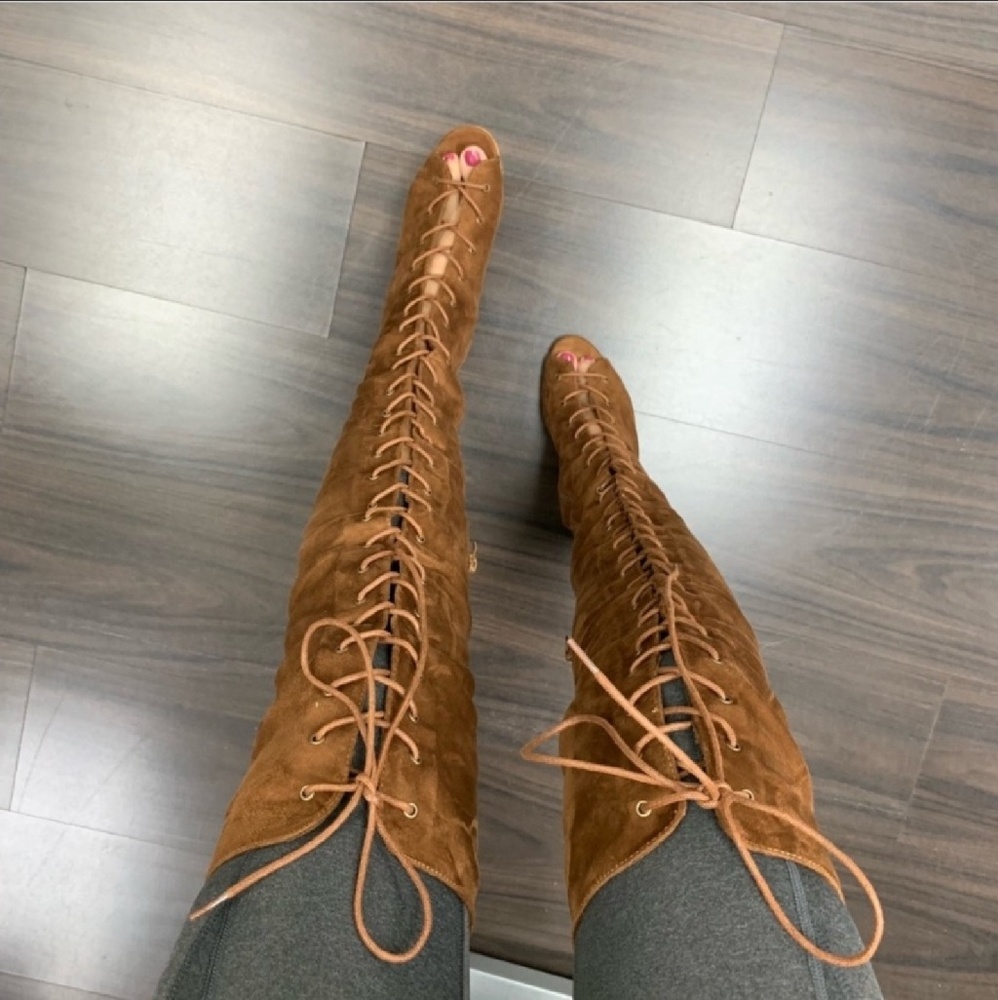 LAST 1! Taupe Lace Up Boots - Picture 4 of 6